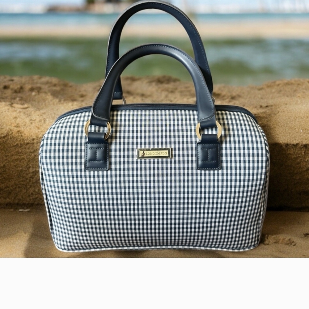London Fog Houndstooth Travel Boston Bag